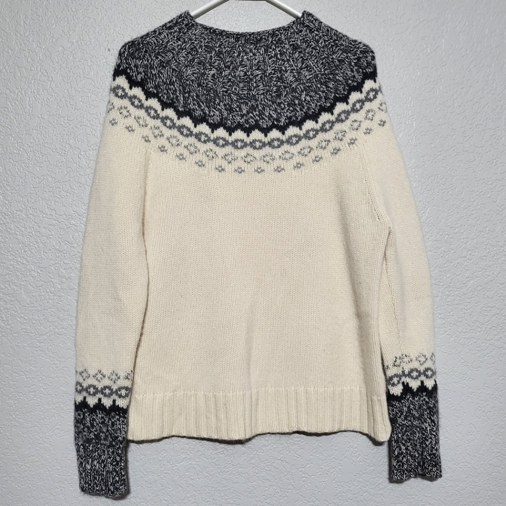 Garnet Hill 100% cashmere mock neck fair isle sweater XL Runs small, med/lg.